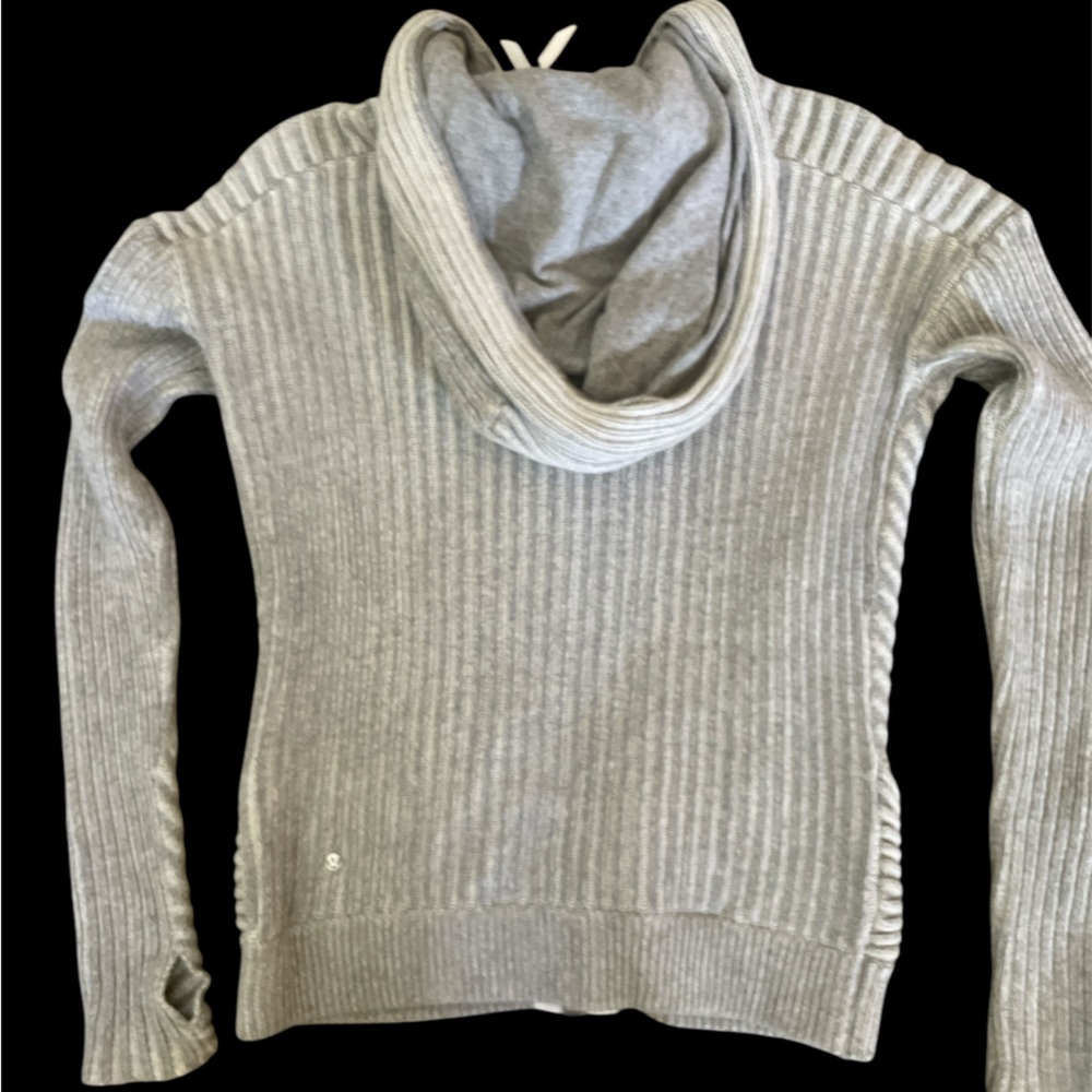 LULULEMON Scuba Ribbed full zip cardigan hoodie; size 10; grey - Picture 2 of 6